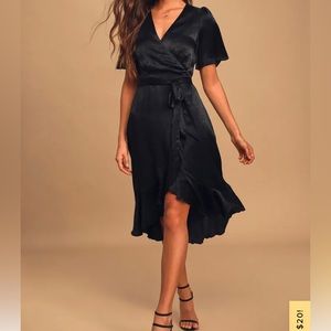 Lulus Black Midi wrap dress